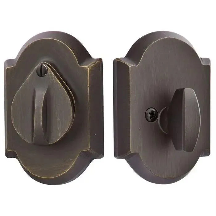 EmtekEmtek Single Cylinder #1 Sandcast Bronze Keyed Deadbolt with Flap in