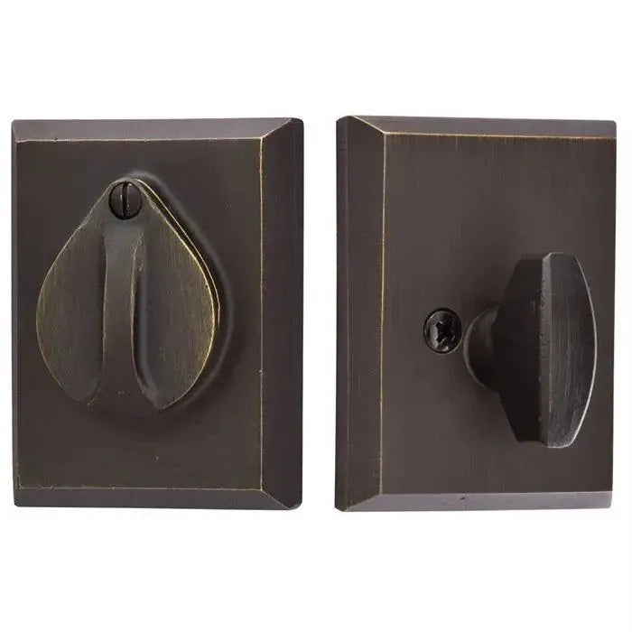 EmtekEmtek Single Cylinder #3 Sandcast Bronze Keyed Deadbolt with Flap in