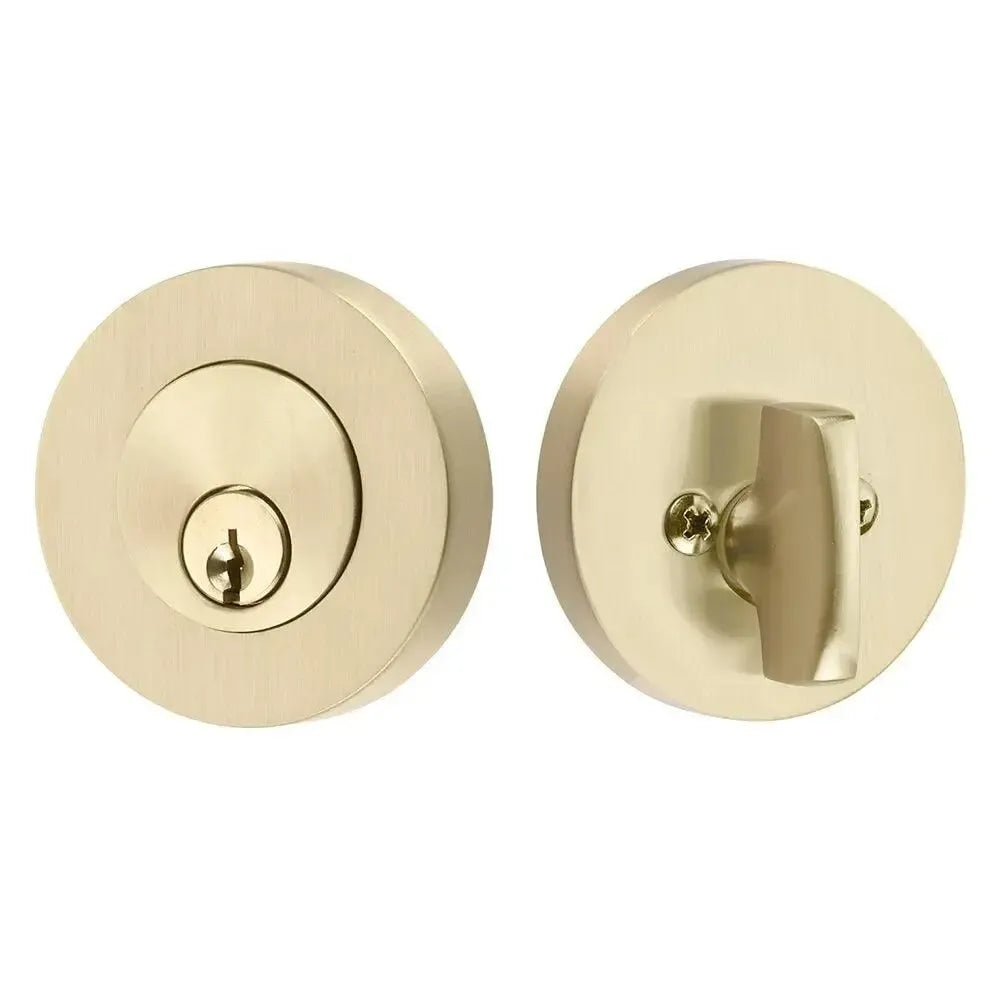 Emtek Modern Disc Deadbolt in Satin Brass finish
