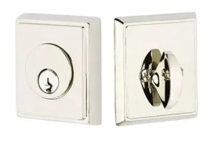 Emtek Rectangular Keyed Deadbolt in Polished Nickel finish