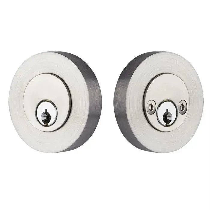 Emtek Stainless Steel Modern Disc Double Cylinder Keyed Deadbolt in Brushed Stainless Steel finish
