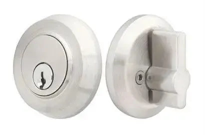 Emtek Stainless Steel Round Single Cylinder Keyed Deadbolt in Brushed Stainless Steel finish
