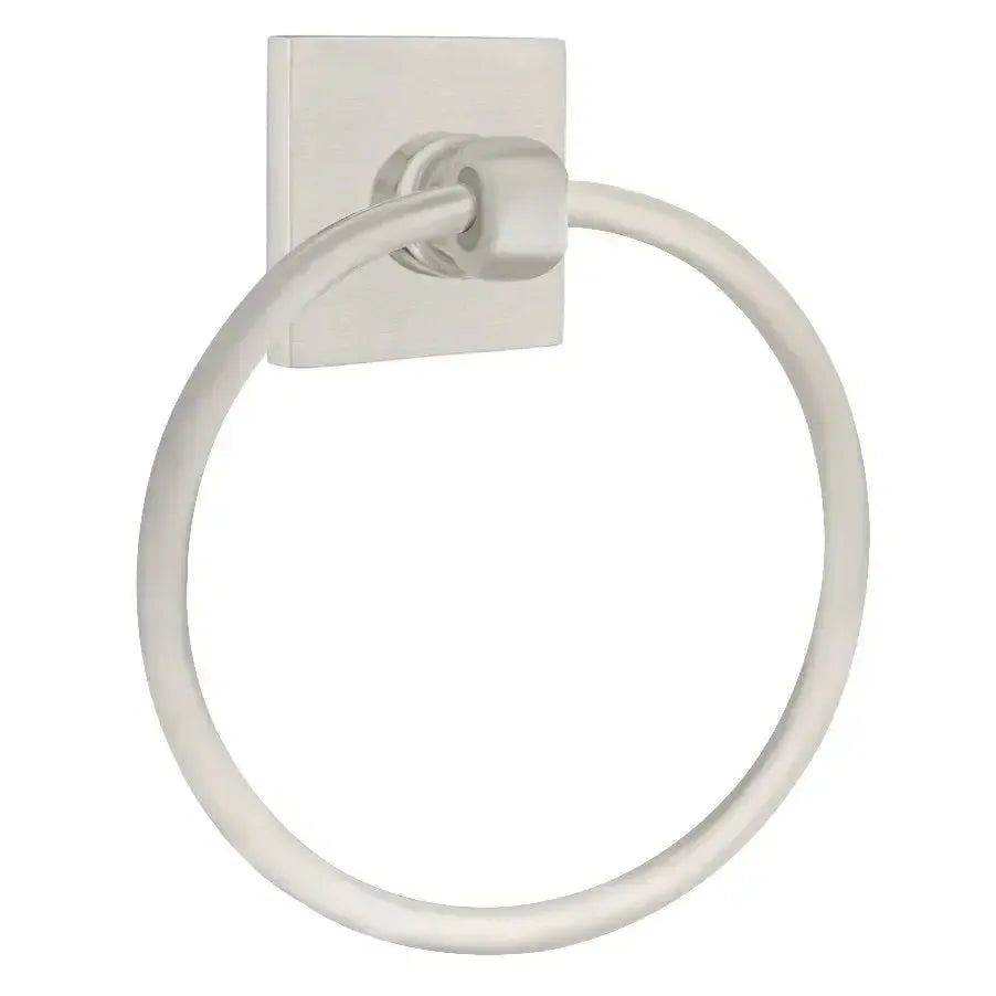 Emtek Stainless Steel Towel Ring with Square Rosette in