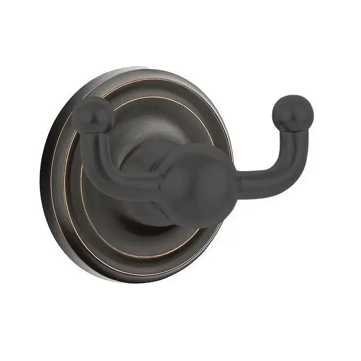 Emtek Traditional Brass Double Robe Hook with Small Regular Rosette Oil Rubbed Bronze
