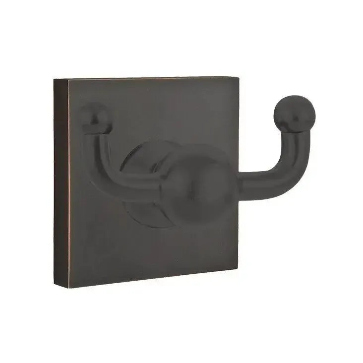 EmtekEmtek Traditional Brass Double Robe Hook With Square Rosette in