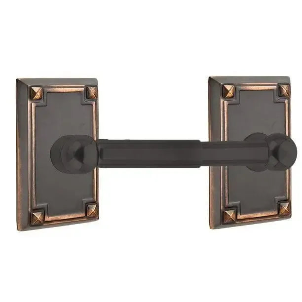 Emtek Traditional Brass Paper Holder - Spring Rod Style with Arts & Crafts Rosette in Oil Rubbed Bronze finish