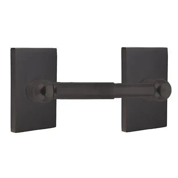 Emtek Traditional Brass Paper Holder - Spring Rod Style with Modern Rectangular Rosette in Oil Rubbed Bronze finish