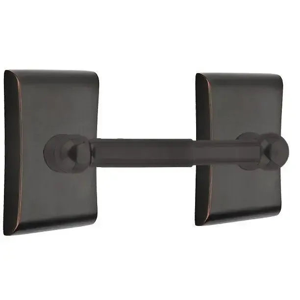 Emtek Traditional Brass Paper Holder - Spring Rod Style with Neos Rosette in Oil Rubbed Bronze finish