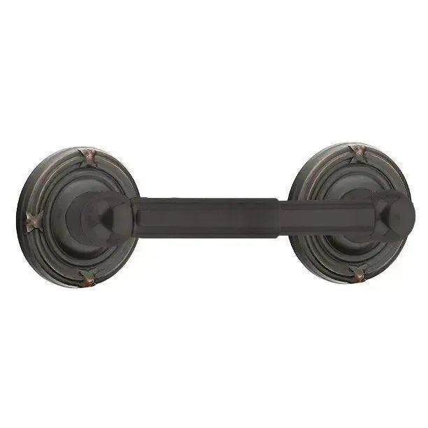 Emtek Traditional Brass Paper Holder - Spring Rod Style with Ribbon & Reed Rosette in Oil Rubbed Bronze finish