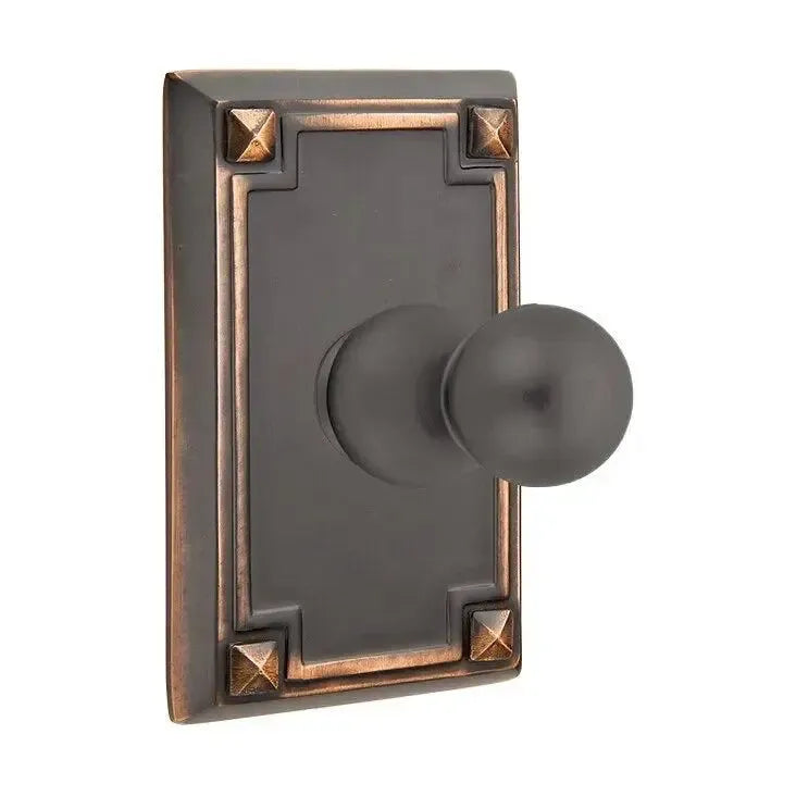 Emtek Traditional Brass Single Robe Hook With Arts & Crafts Rosette Oil Rubbed Bronze