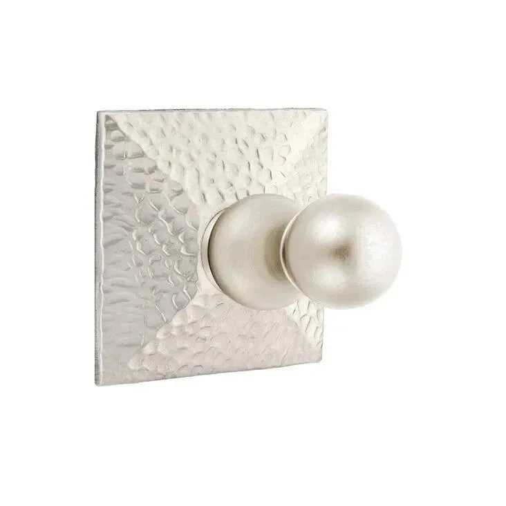Emtek Traditional Brass Single Robe Hook With Hammered Rosette Satin Nickel