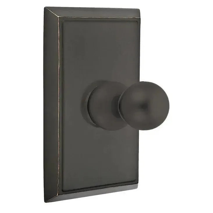 Emtek Traditional Brass Single Robe Hook With Rectangular Rosette Oil Rubbed Bronze