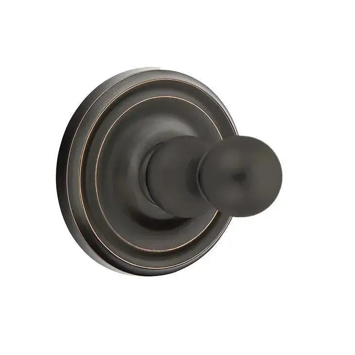 Emtek Traditional Brass Single Robe Hook With Small Regular Rosette Oil Rubbed Bronze