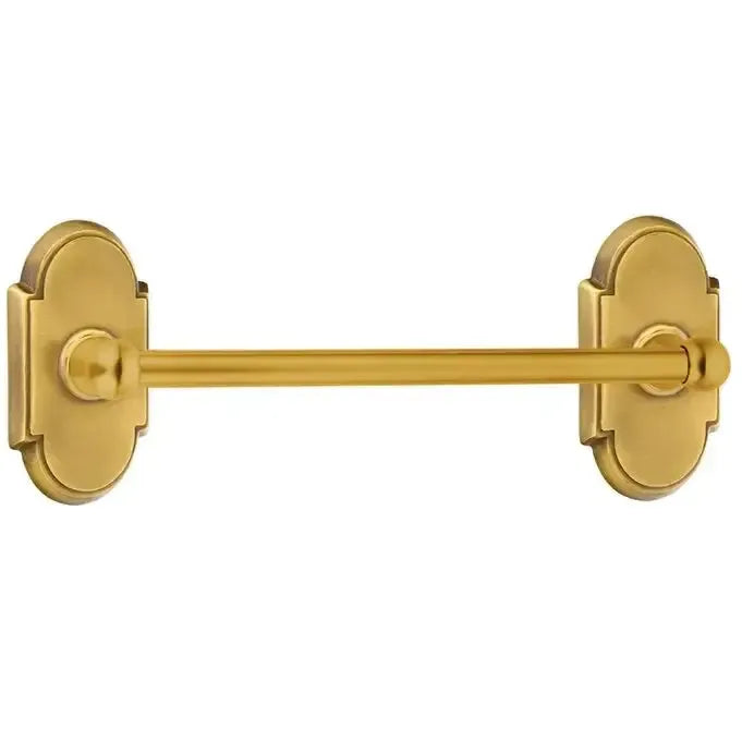 Emtek Traditional Brass Towel Bar with #8 Rosette in French Antique finish