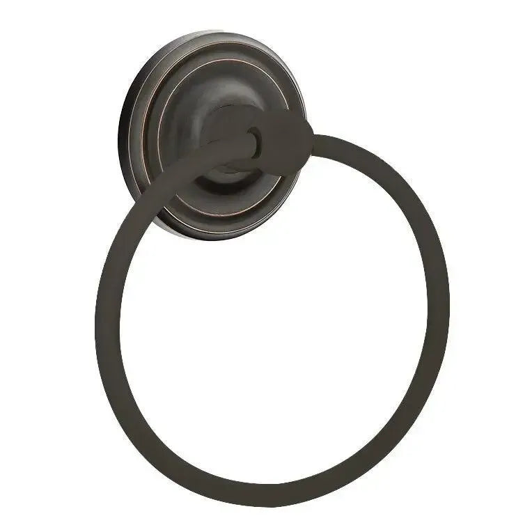 Emtek Traditional Brass Towel Ring with Regular Rosette in Oil Rubbed Bronze finish