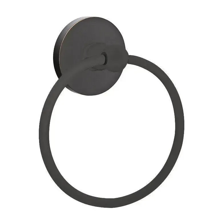 Emtek Traditional Brass Towel Ring with Small Disc Rosette Oil Rubbed Bronze