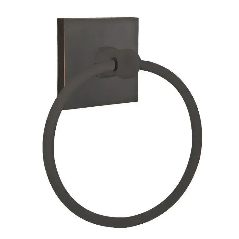 Emtek Traditional Brass Towel Ring with Square Rosette Oil Rubbed Bronze