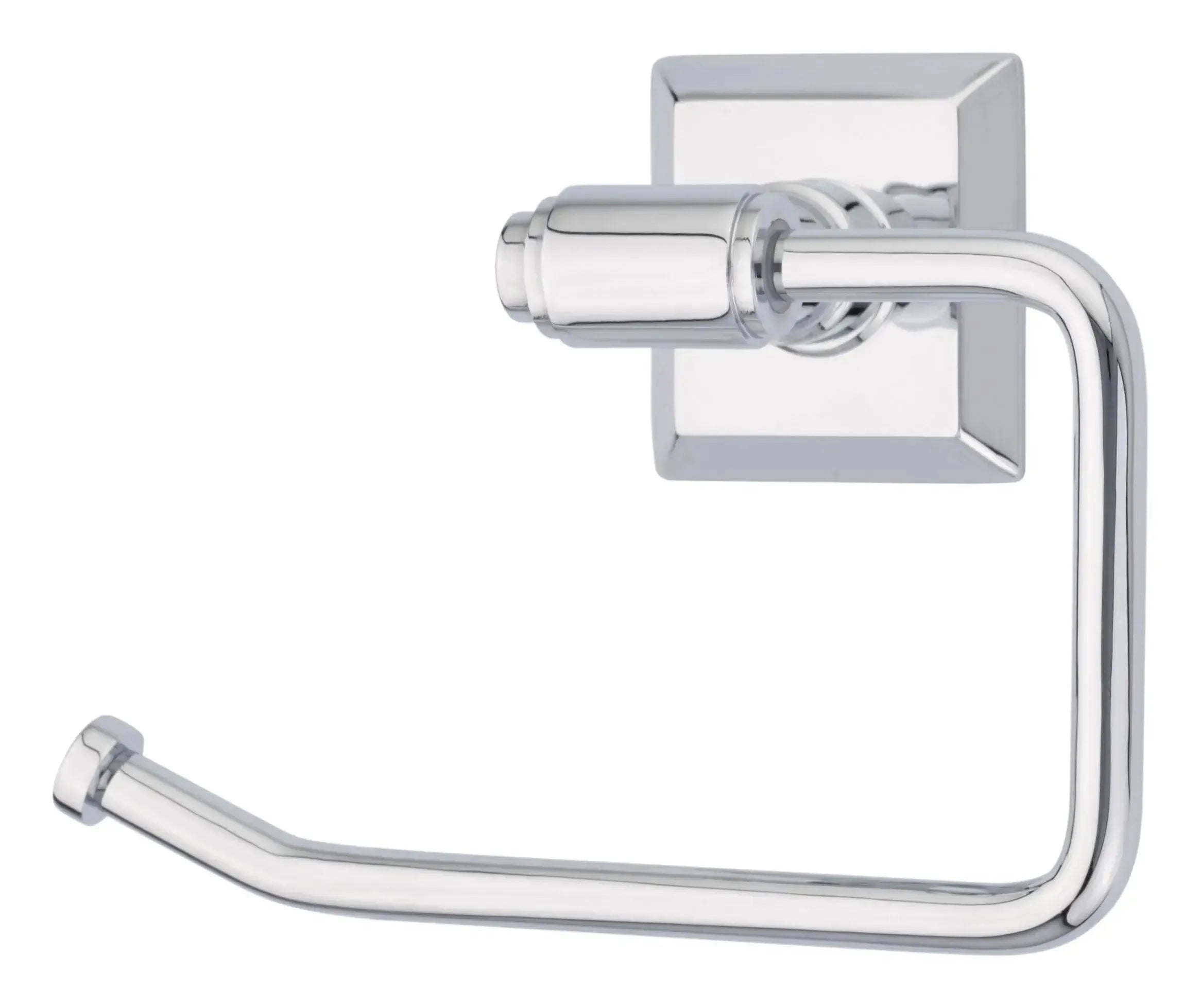 Emtek Transitional Brass Paper Holder - Bar Style with Quincy Rosette Polished Chrome