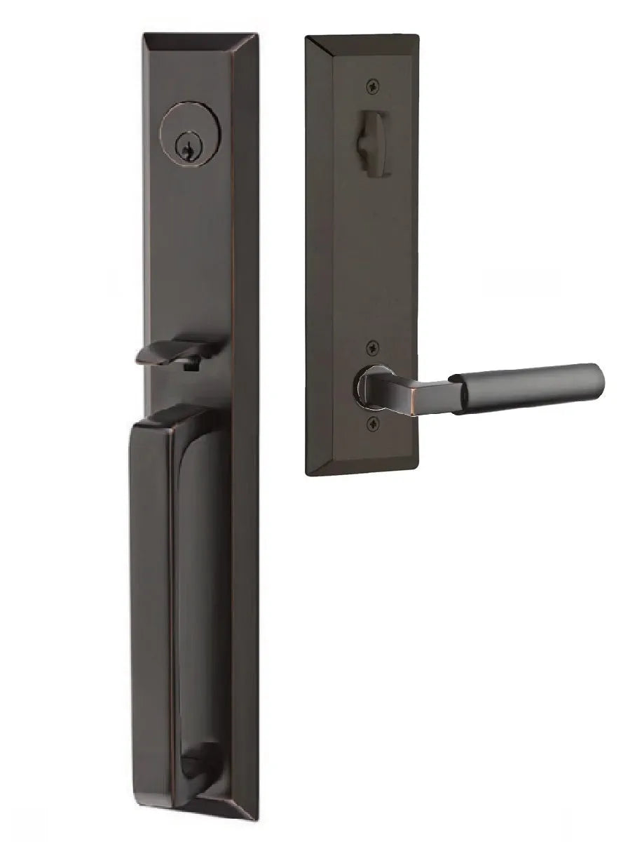 Emtek Transitional Heritage Full Length Handleset with Hercules Lever in Oil Rubbed Bronze finish