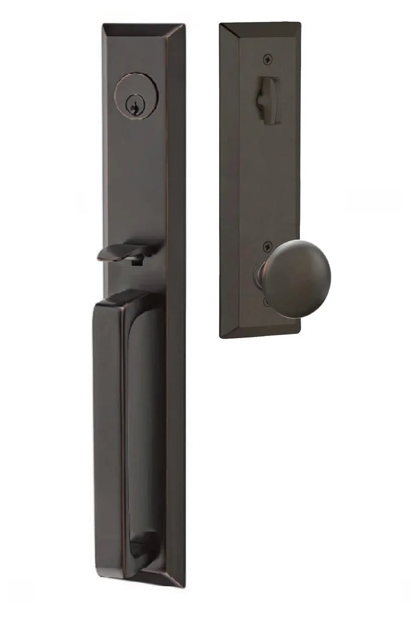 Emtek Transitional Heritage Full Length Handleset with Providence Knob in Oil Rubbed Bronze finish