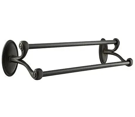 Emtek Tuscany Bronze Double Towel Bar with #14 Rosette Medium Bronze Patina