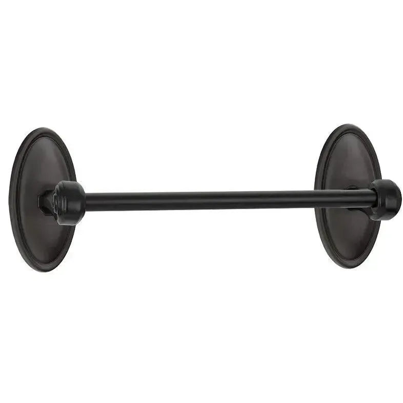 Emtek Tuscany Bronze Towel Bar With #14 Rosette Flat Black Bronze Patina