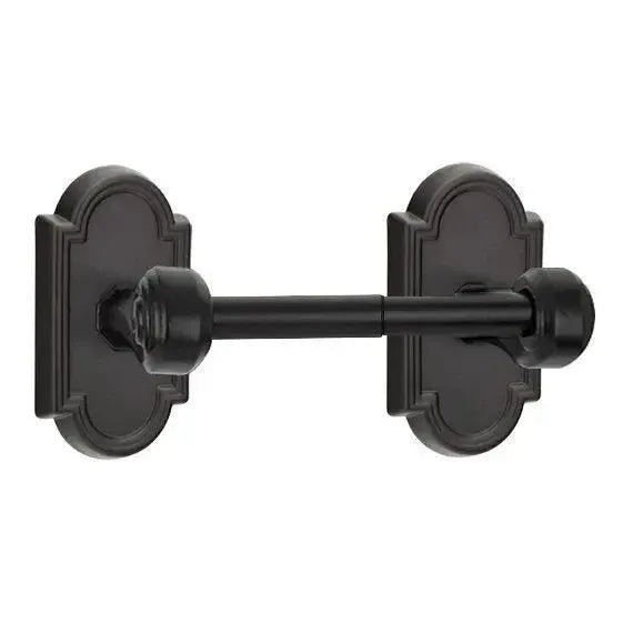 Emtek Tuscany Paper Holder - Spring Rod Style with #11 Rosette Flat Black Bronze Patina
