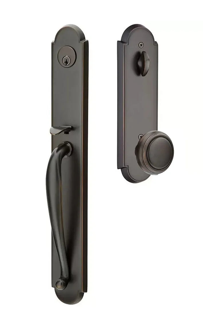 Emtek Wilmington Tubular Handleset with Norwich Knob in Oil Rubbed Bronze finish