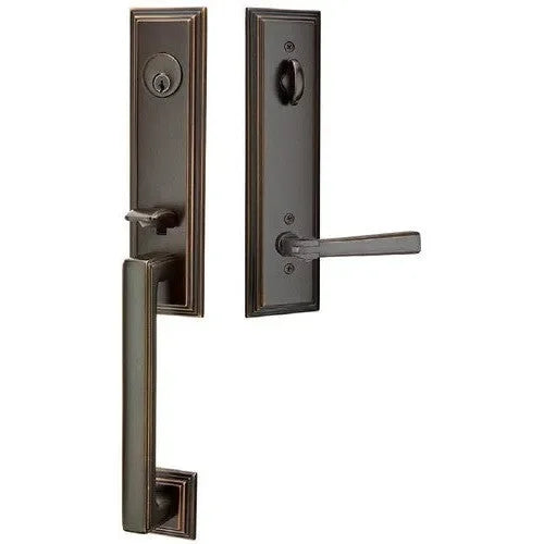 Emtek Wilshire Tubular Entrance Handleset With Arts & Crafts Lever Oil Rubbed Bronze
