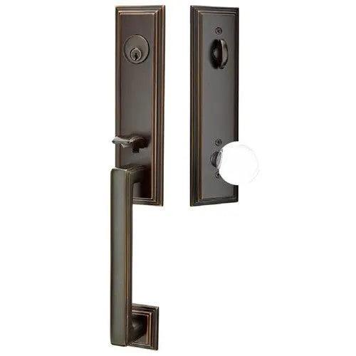 EmtekEmtek Wilshire Tubular Entrance Handleset With Bristol Knob in
