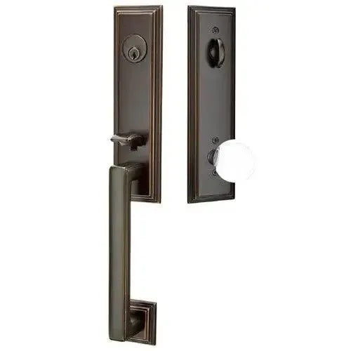 EmtekEmtek Wilshire Tubular Entrance Handleset With Bristol Knob in