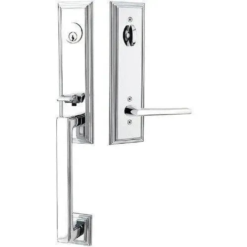 Emtek Wilshire Tubular Entrance Handleset With Helios Lever in Polished Chrome finish