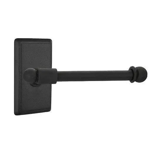 Emtek Wrought Steel Paper Holder - Bar Style with #3 Rosette in Flat Black Steel finish