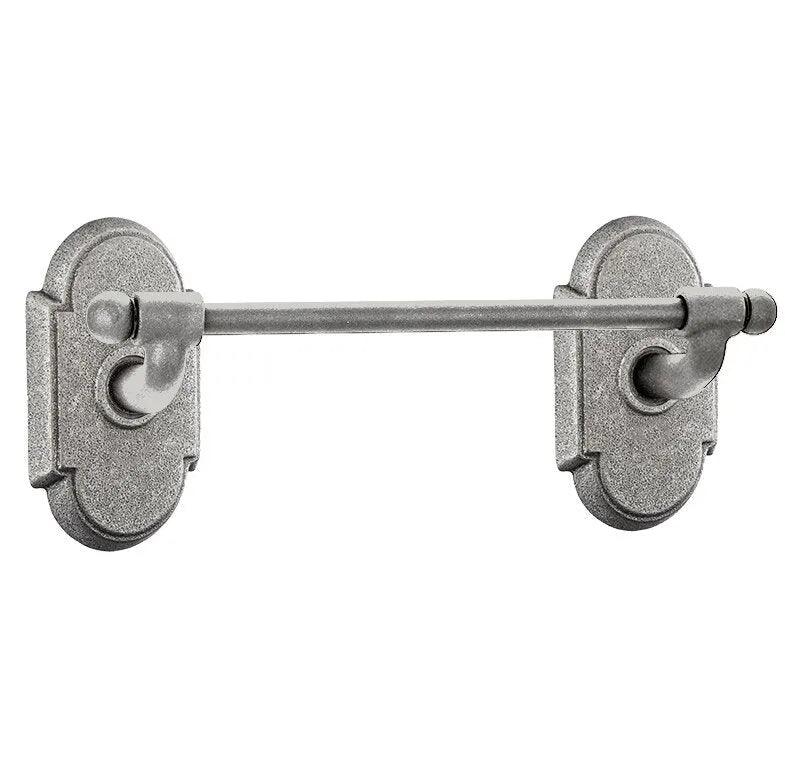 Emtek Wrought Steel Towel Bar with #1 Rosette in Satin Steel finish