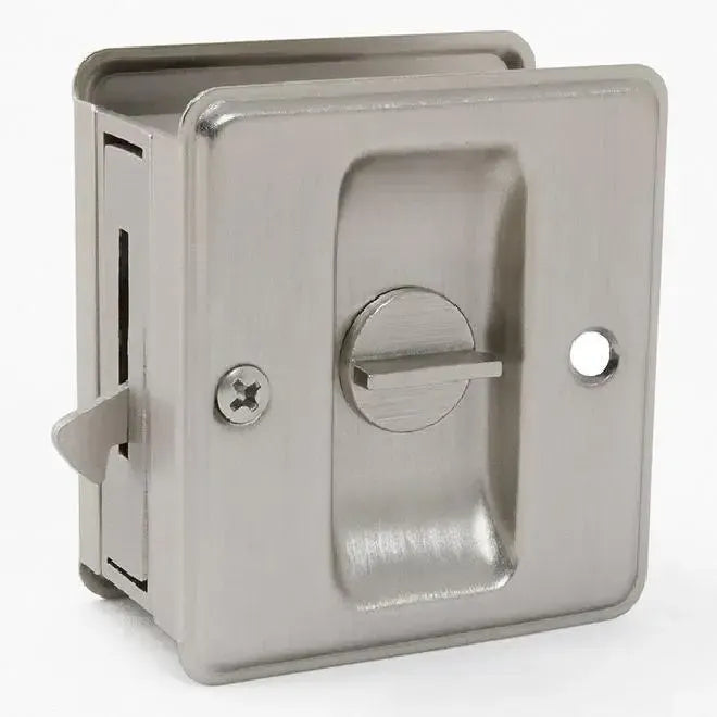 Ives PRIVACY SLIDING DOOR LOCK in Satin Nickel finish