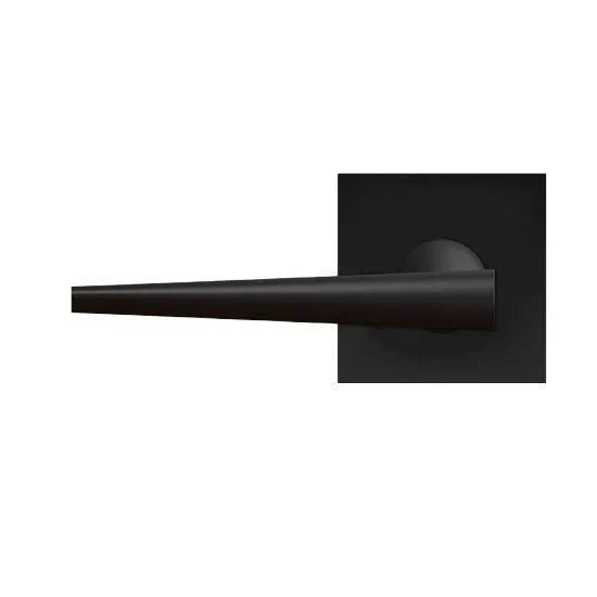 The Karcher Brooklyn Left Handed Half Dummy Lever with Plan Design Square Rosette in Cosmos Black finish