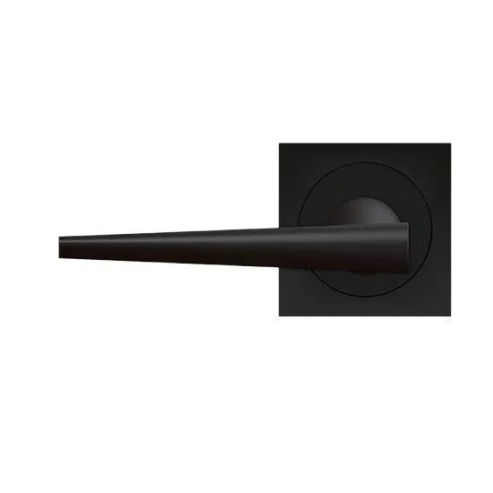 The Karcher Brooklyn Left Handed Half Dummy Lever with Square 3 Piece Rosette in Cosmos Black finish