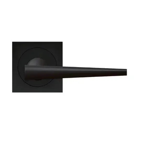 Karcher Design Brooklyn Privacy Lever with Square 3 Piece Rosette-2 ⅜″ Backset in Cosmos Black finish