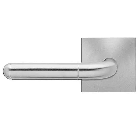 The Karcher Lignano Steel Left Handed Half Dummy Lever with Square Plan Design Rosette in Satin Stainless Steel finish