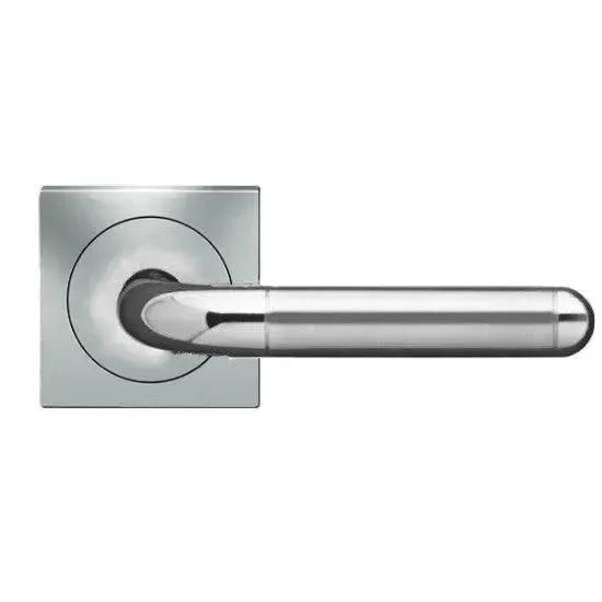 Karcher Design Lignano Steel Right Handed Half Dummy Lever with Square 3 Piece Rosette in Polished and Satin Stainless Steel finish