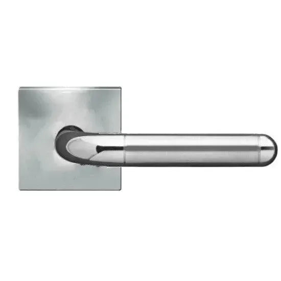 Karcher Design Lignano Steel Right Handed Half Dummy Lever with Square Plan Design Rosette in Polished and Satin Stainless Steel finish