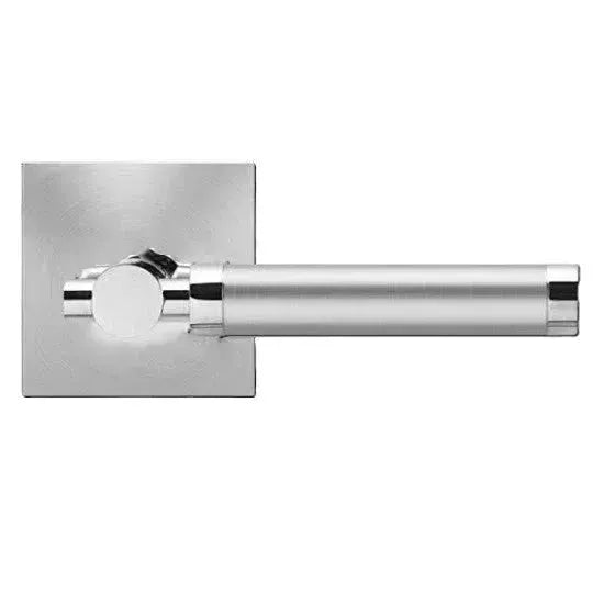 Karcher Design New York Lever with Square Plan Design Rosette in Polished and Satin Stainless Steel finish