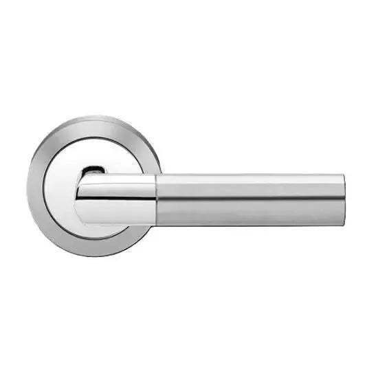 Karcher Design Oregon Right Handed Half Dummy Lever with Round 3 Piece Rosette in Polished and Satin Stainless Steel finish