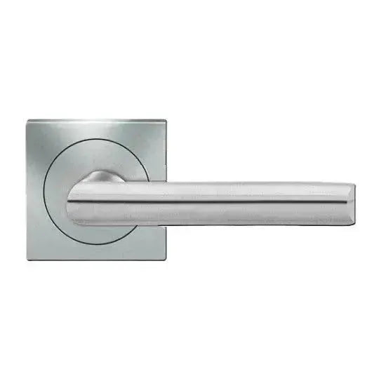Karcher Design Paris Lever with Square 3 Piece Rosette in Satin Stainless Steel finish