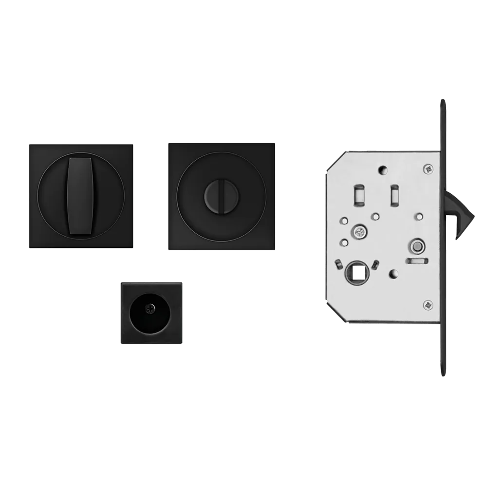 Karcher Square Pocket Door Set in Cosmos Black finish