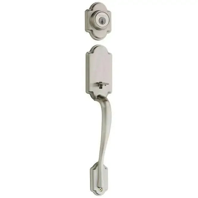 Kwikset Arlington Exterior Handleset - Interior Trim Sold Separately in Satin Nickel finish