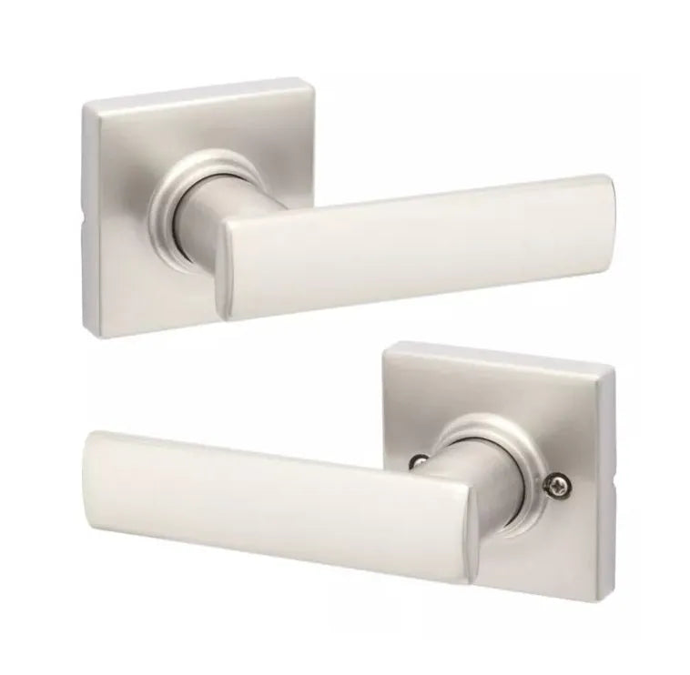 Kwikset Breton Lever with Square Rosette Satin Nickel