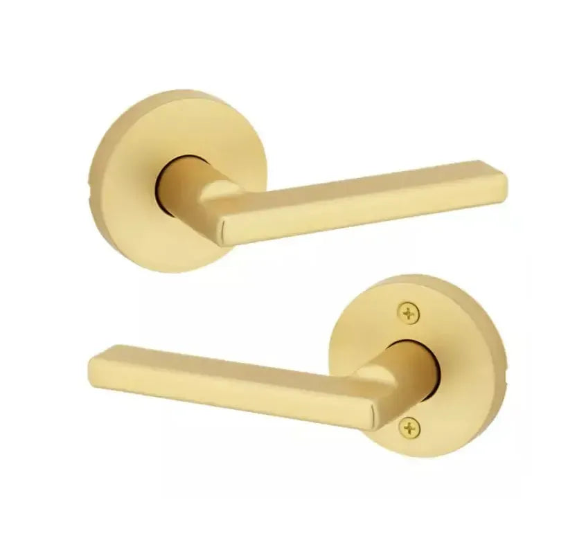 Kwikset Halifax Lever with Round Rosette in Satin Brass finish