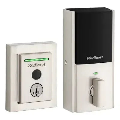 Kwikset Halo Touch Contemporary Fingerprint Deadbolt with Wifi and SmartKey Backup Satin Nickel