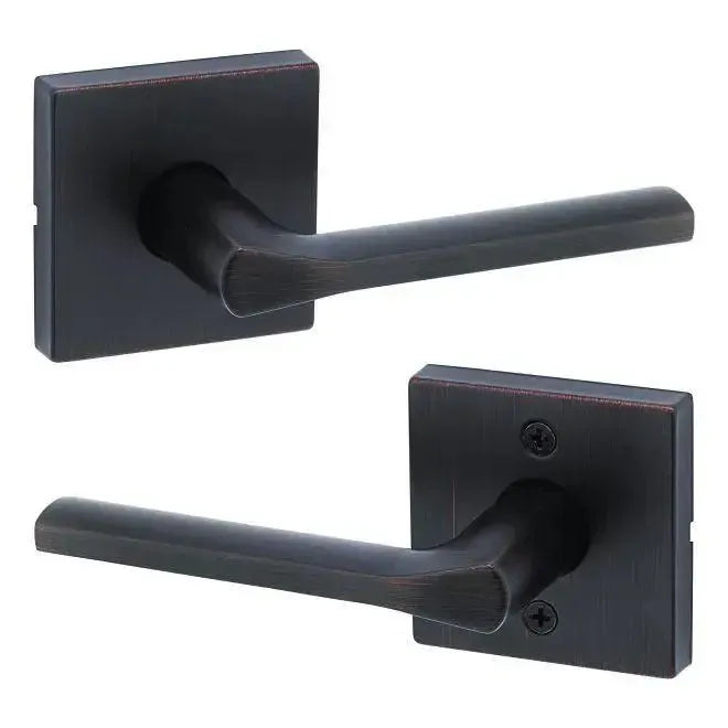 Kwikset Lisbon Lever with Square Rosette in Venetian Bronze finish